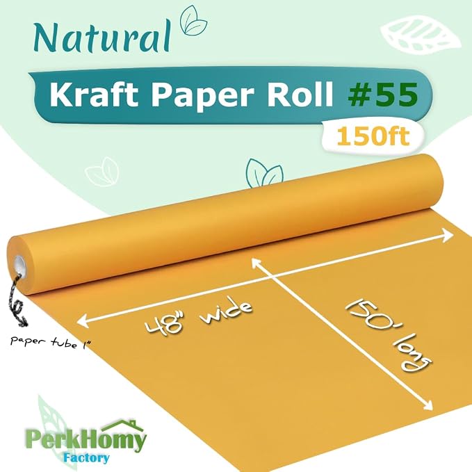 PerkHomy Orange Kraft Paper Roll 48" x 1 - Image 2