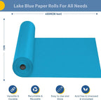 Lake Blue Wrapping Paper 15"x450", Solid Color Blue Kraft Paper Roll - Image 2