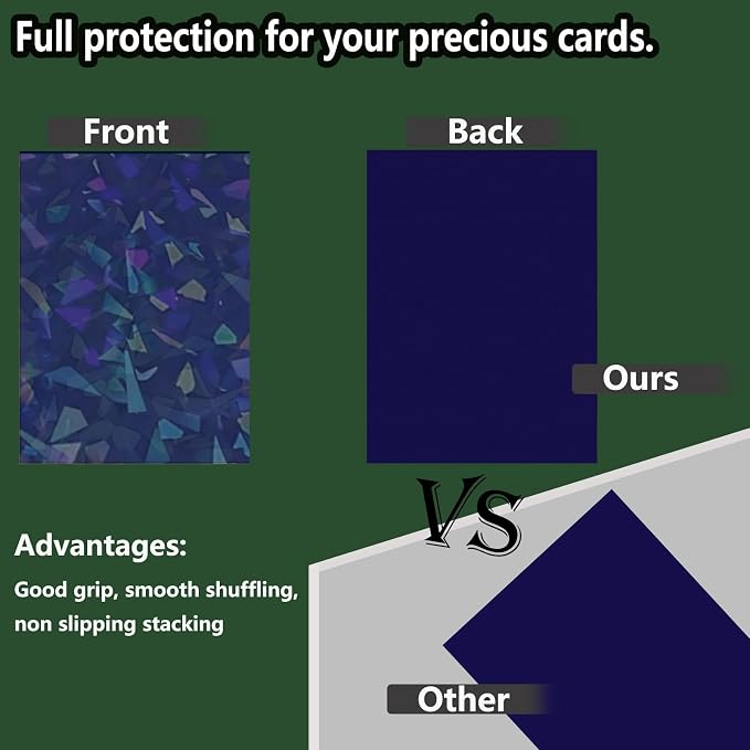 100 Count Blue Card Sleeves for Trading Cards, Perfect Fit Shiny MTG Card - Image 3