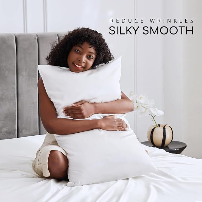 MR&HM Satin Bed Sheets, Full Size Sheets Set - Image 3