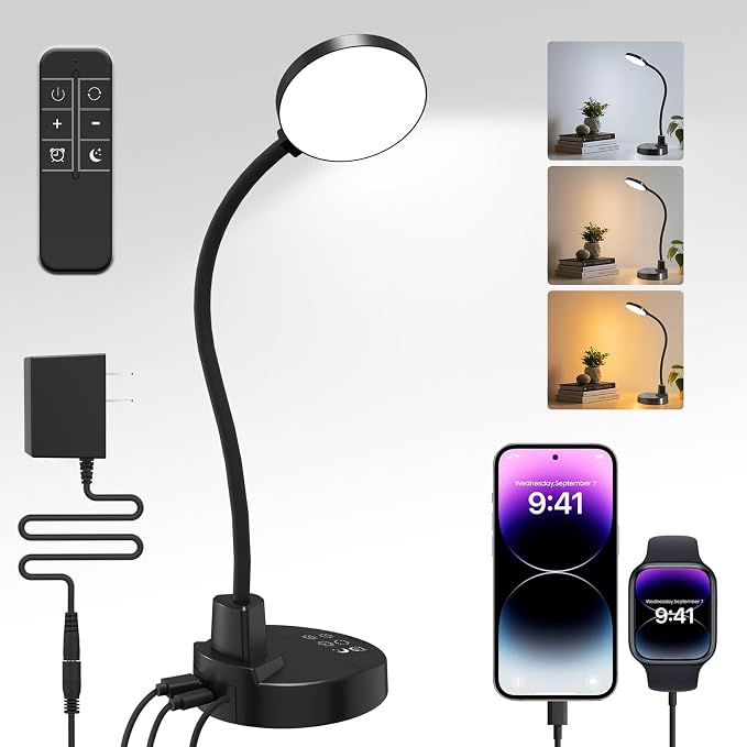 15W LED Desk Lamp with USB Charging Ports, Dimmable Table Lamp with 3 Color by Unknown