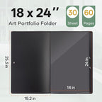 Nicpro 18"x24" Art Portfolio, 30 Pockets Display 60 Pages Art Portfolio Folder - Image 2
