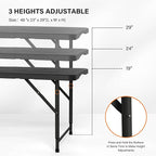 VINGLI 4 FT Plastic Folding Camping Table, 3-Level Adjustable Height, Portable - Image 3