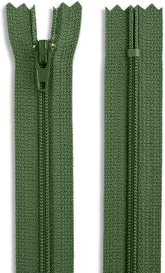 12 Inch Army Green Nylon Coil Zipper | Closed-End Non-Separating Zipper - Image 5