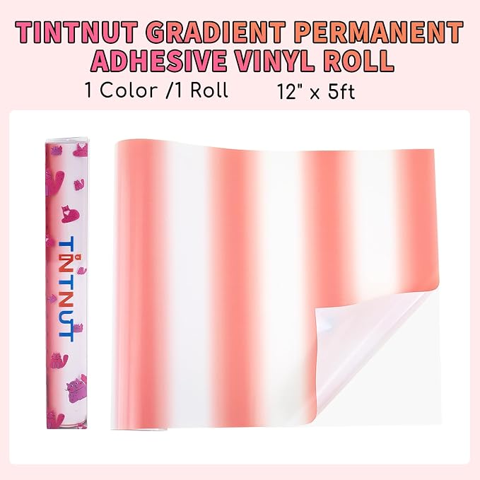 Tintnut Pink Gradient Permanent Vinyl Roll 12in x 5ft Adhesive Vinyl | Ombre - Image 2