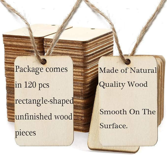 115 Pcs Unfinished Wood Pieces Rectangle-Shaped, HOOMBOOM 2 x 1.3 inch Light - Image 4
