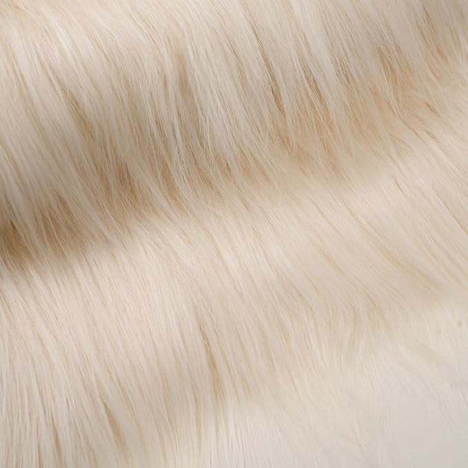 Ivory Faux Fur Fabric by The Yard - Image 3