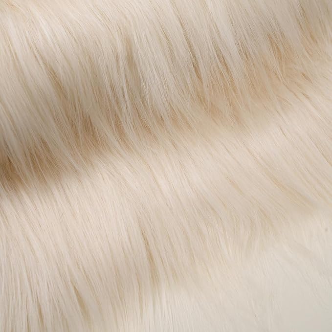 Ivory Faux Fur Fabric for Crafts Squares Furry Fabric for Sewing, Upholstery & - Image 5