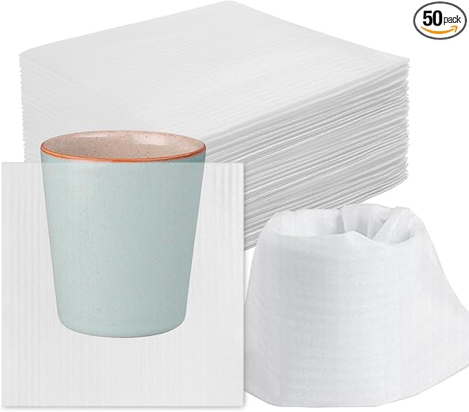 50 Pack Foam Pouches 8x8 Inch, Cushion Foam Pouches by APOCHON