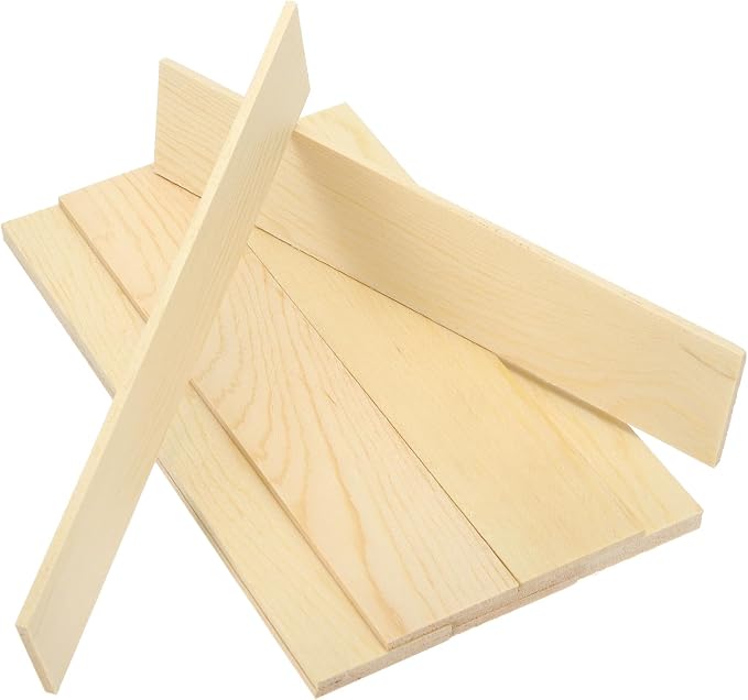 MECCANIXITY 10Pcs Wood Strips Slats, 1/8" x 1‑5/8" x 8" Thin Wood Sticks Flat by MECCANIXITY