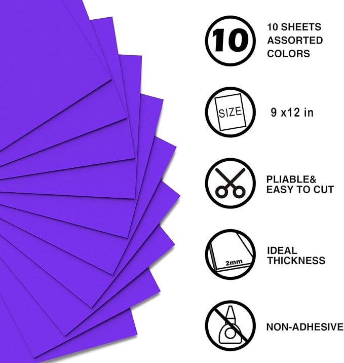 MEARCOOH Purple Foam Sheets Crafts 9x12 Inch 2mm Eva Color Craft Foam Paper - Image 2