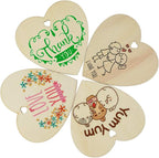 obmwang 50 Pieces 3 Inch Natural Heart Wood Slices, DIY Wooden Ornaments - Image 4
