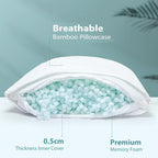 Rainmr Queen Size Bed Pillow for Sleeping Shredded Memory Foam Adjustable Loft - Image 2