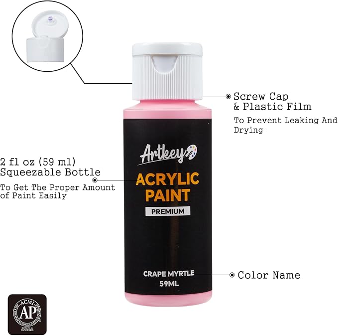 Artkey Acrylic Paint Set, 16 Colors 2 oz/59 ml Acrylic Paint Kit - Image 2