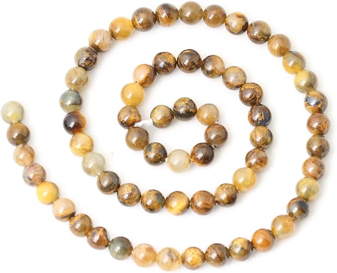 60PCS 6mm Natural Golden Pietersite Gemstone Round Loose Beads Stone Beads - Image 2