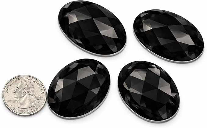 40x30mm Jet Black H101 Large Flat Back Oval Acrylic Rhinestones Cosplay Costume by Allstarco