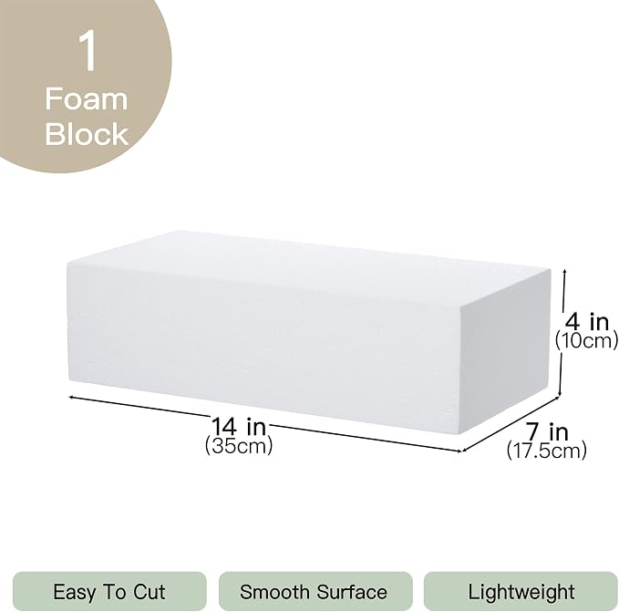 Crafare Large Craft Foam Block 14x7x4inch Foam Blocks Polystyrene Foam Brick - Image 3