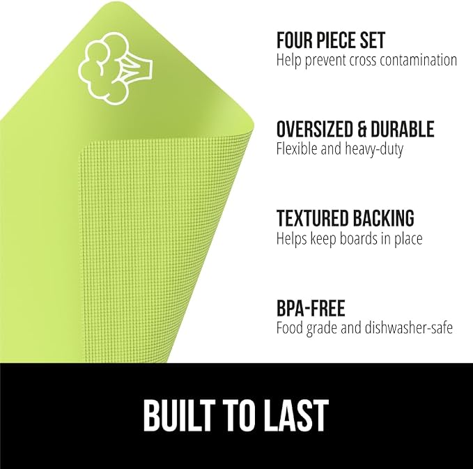 GORILLA GRIP 100% BPA-Free Flexible Cutting Board Set of 5, Durable Plastic Mats - Image 2