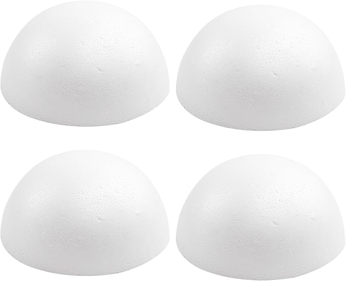 Crafjie 4PCS 8 Inchs White Foam Balls Half Round Polystyrene Half Foam Balls by Crafjie