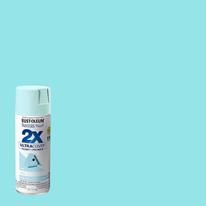 Rust-Oleum Painter's Touch 2X Ultra Cover Spray Paint, Satin Aqua | Indoor and - Image 2