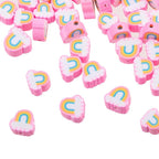 100pcs Pink Rainbow Polymer Clay Spacer Beads - Image 3