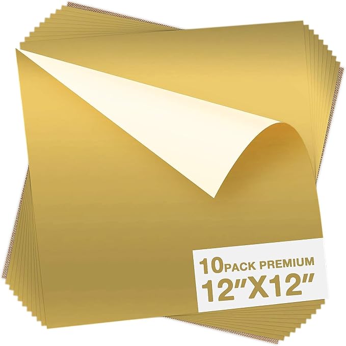 Dysania Gold Heat Transfer Vinyl, 10 Pack 12 x 12in Gold HTV Vinyl | Iron on by Dysania