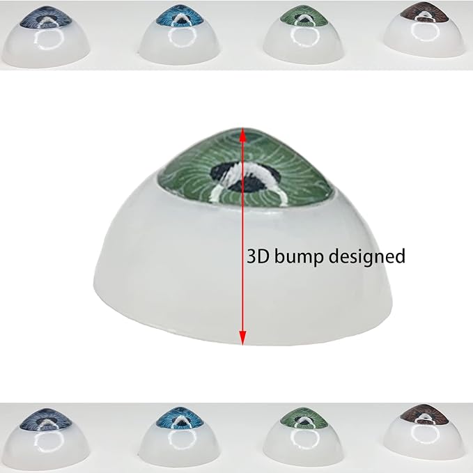 8 Pairs of 4 Colors 22mm Half Round Realistic Acrylic Eyes - Image 2