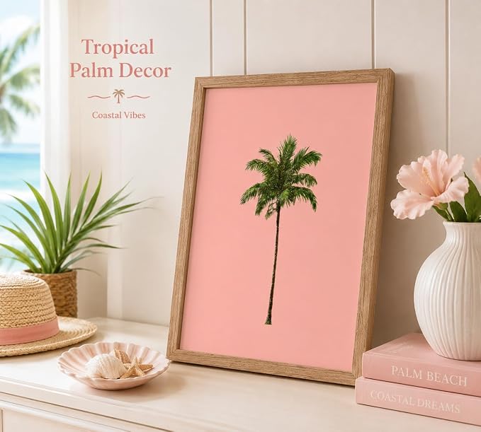 Framed Palm Tree Canvas Wall Art, Tropical Palm Painting Picture Wall Decor - Image 3