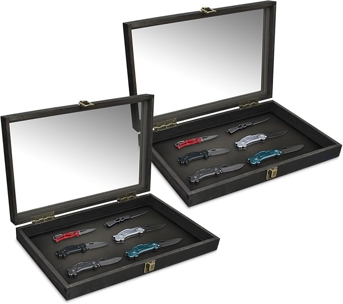 MOOCA 2 Pcs Wood Tempered Glass Top Jewelry Display Case Accessories Storage Box - Image 3