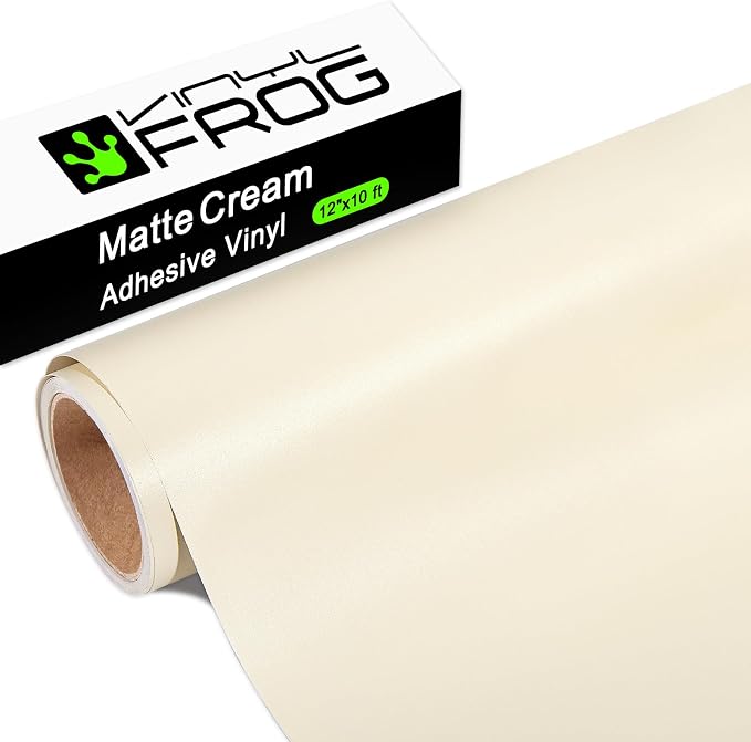 VINYL FROG Cream Botanical Craft Adhesive Vinyl Roll 12" x10ft Beige Matte by VINYLFROG