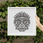 Aztec Head Stencil for Painting, 11.8" x 11.8" Reusable Mayan Stencil Drawing - Image 6