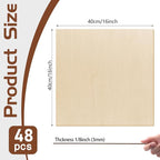 48 Pcs Basswood Sheets Plywood, School DIY Projects, CNC Cutting, Wood Burning - Image 2