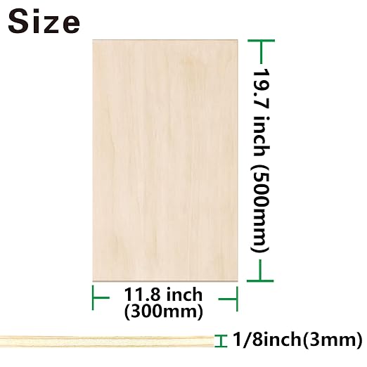 20 Pack Birch Plywood Sheets 1/8", 11.8"x19.7"x1/8" inch Plywood Sheets - Image 2
