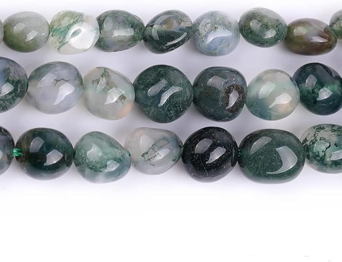 HAAMIIQII Natural Green Moss Agate Pebble Stone 5-8mm Small Irregular Freeform - Image 5