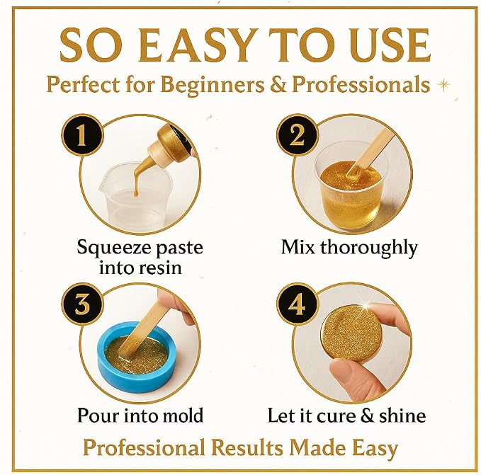 24K Gold Radiance Glitter Epoxy Pigment Paste XL – Ultra-Concentrated Opaque - Image 7