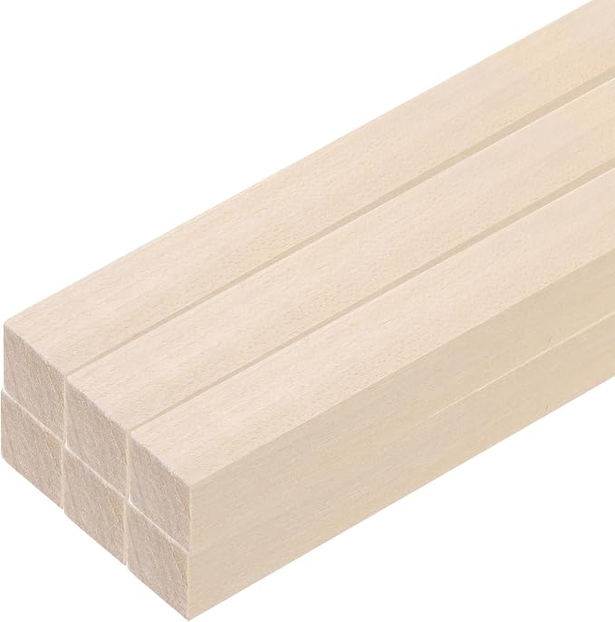 MECCANIXITY 6pcs Wood Sticks, 3/4"x 3/4" x 12" Rectangle Wooden Cube Wood by MECCANIXITY