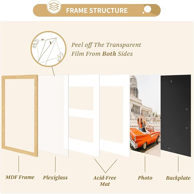 ATOBART 11x14 Picture Frame Set of 4, 8x10 - Image 4