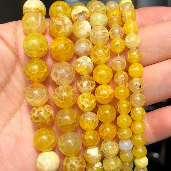 45pcs Round Loose Yellow Fire Agate Beads - Image 5