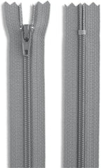 14" Medium Grey #3 Nylon Coil Non-Separating Zipper - Image 2
