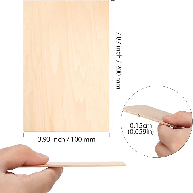 Blulu 10 Pack Basswood Sheets 8 x 4 x 1/16 Inch Thin Plywood Board Sheets - Image 2
