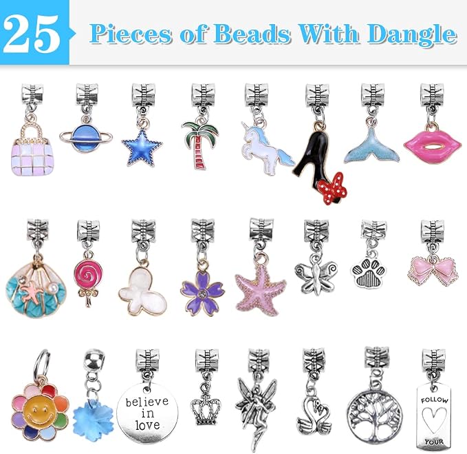 AIPRIDY Charm Bracelet Making Kit, Unicorn Mermaid Crafts Gifts Set Can - Image 3