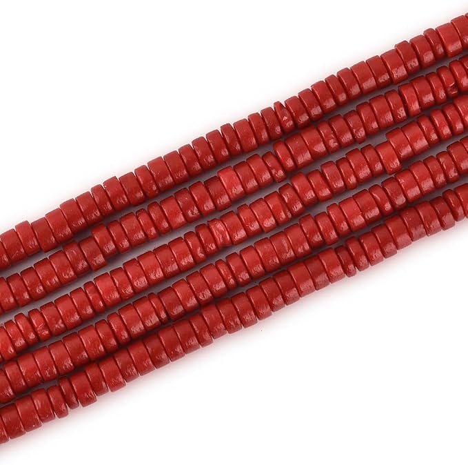 185pcs 4x2mm Red Coral Heishi Disc Rondelle Spacer Natural Stone Semi Precious - Image 3