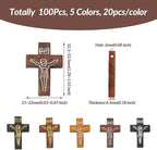 Cheriswelry 100Pcs Crucifix Cross Wood Pendants Crucifix Cross Printed Wooden - Image 3