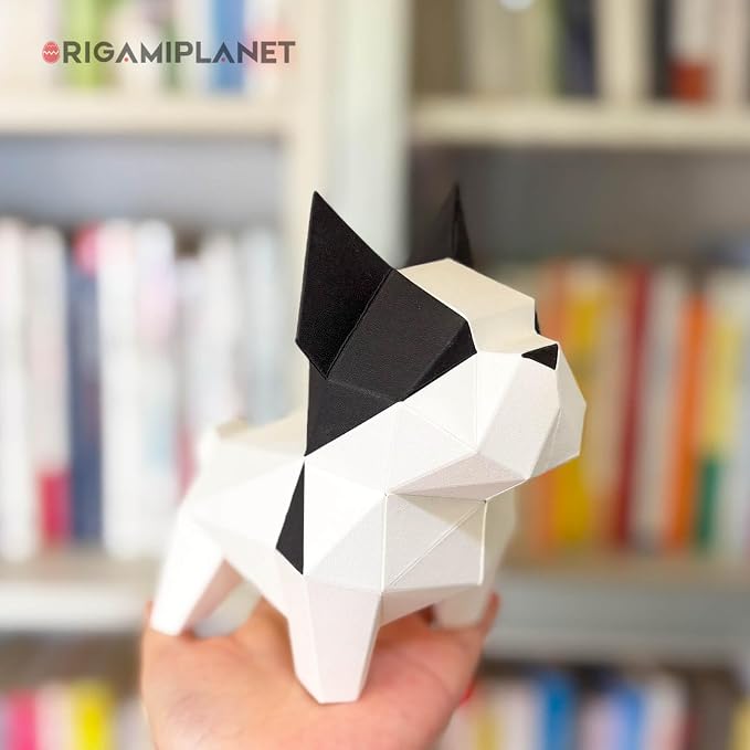 Bulldog 3D Origami Paper Craft Kit, Easy DIY Pre-Cut Puppies Paper Sculpture - Image 8