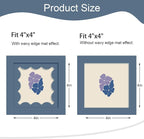 4x4 Picture Frame with Real Glass, Wooden cute 4 x 4 Photo Frame with Wavy Mat - Image 2