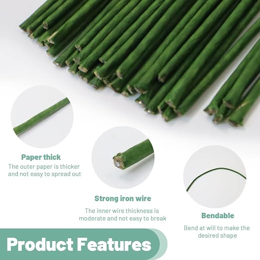 80Pcs Floral Wire, 30cm/11.8in Length 3mm/0.12in Diameter Floral Stems - Image 3
