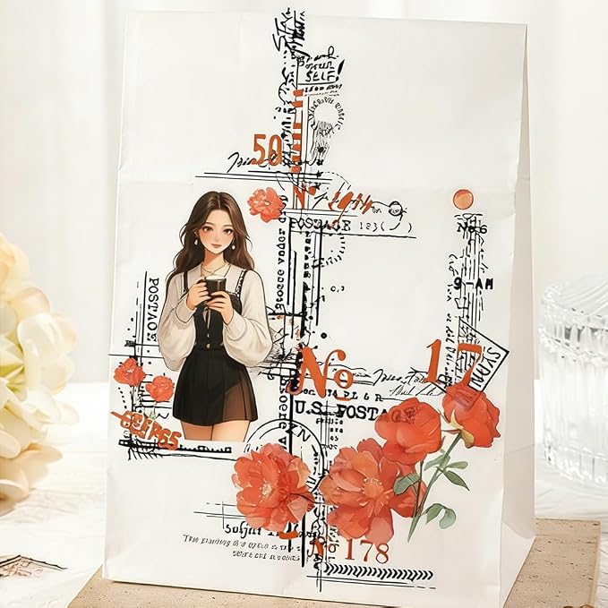 180PCS Vintage Transparent Border Landscape Scrapbooking Stickers - Image 7