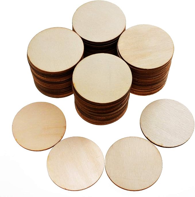 100 Pieces Unfinished Wood Circle by Jyongmer