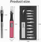 Precision Craft Knife Set – 10 Carbon Steel Blades, Hidden Blade Storage Handle - Image 2