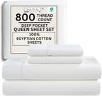 800 Thread Count Queen Sheet Set, 100% Egyptian Cotton Sheets Queen Size Bed Set by CHATEAUHOMECOLLECTION